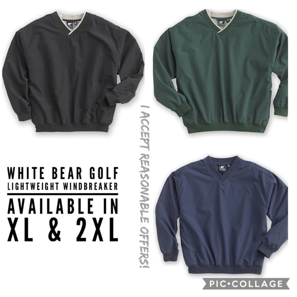 white bear clothing Co Other - GOLF WINDBREAKER White Bear 2XL lightweight V-neck 1 hunter green & 1 navy
